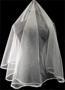 Satin Edge with Pearls Wedding Veil